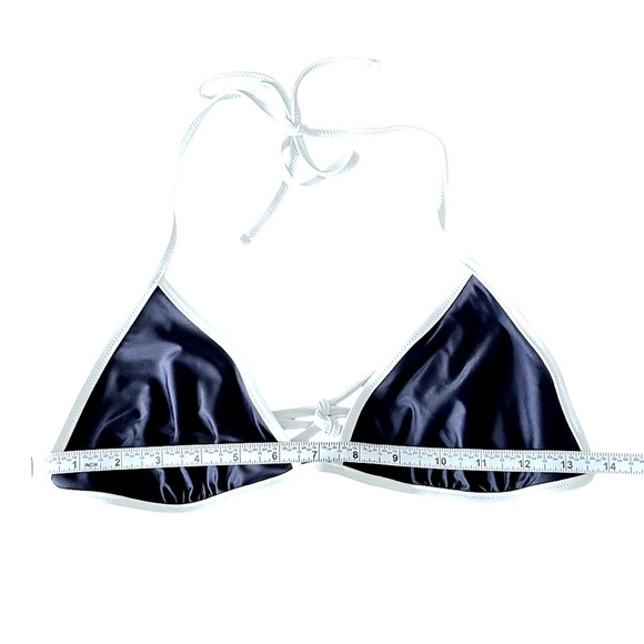 NEW J. CREW String bikini top with contrast trim Black & white size Medium - Picture 5 of 7